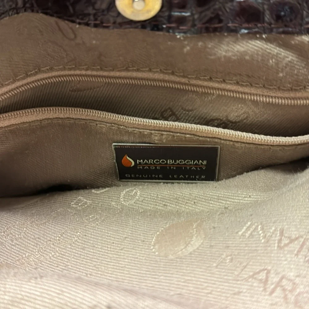 Women’s Marco Buggiani Brown Croc Patent Leather Satchel Bag